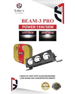 Toby's Beam-3 Pro 3-Lens LED Driving Light - 15W Low Beam / 50W High Beam