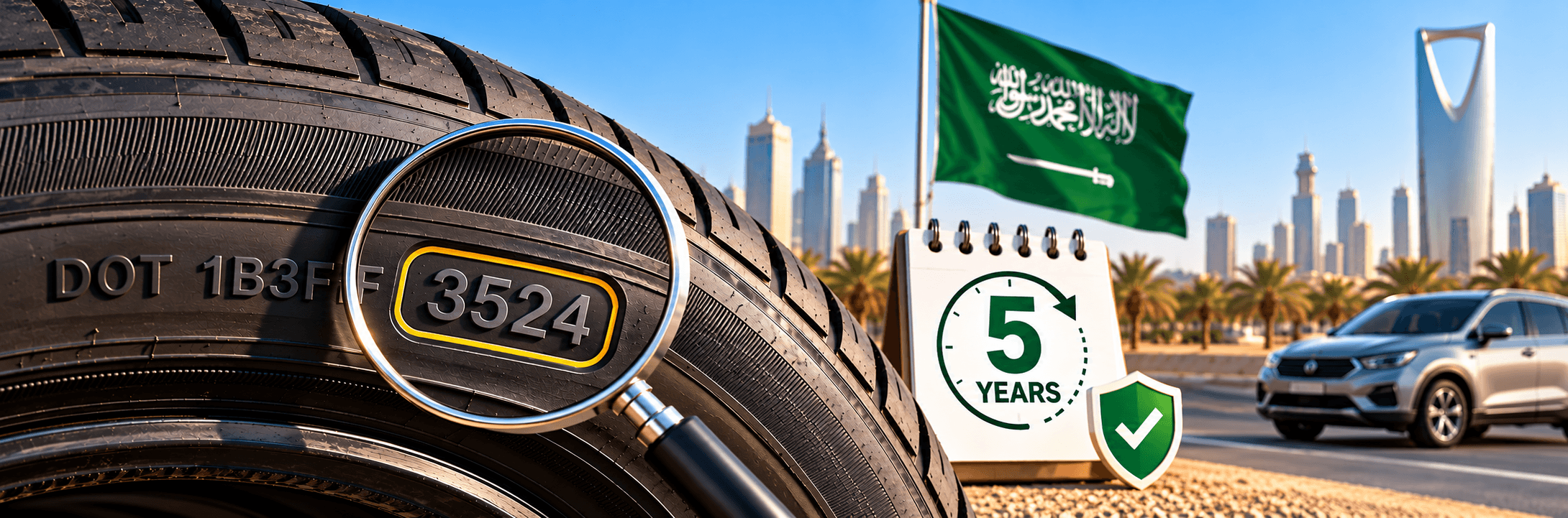 Reading the tyre date code and Saudi Arabia's 5-year rule (Tyre Date Codes in Saudi Arabia: How to Check Tyre Age & When to Replace Them)